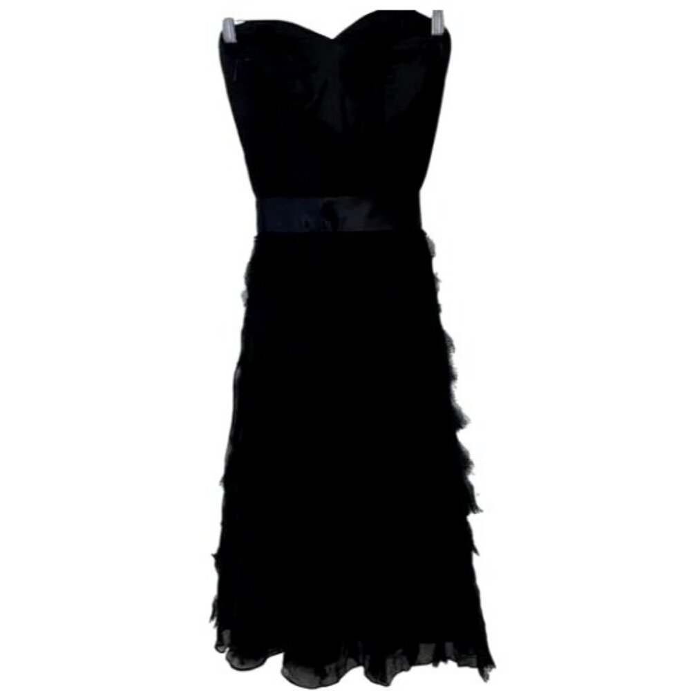 White House Black Market Strapless Sweetheart Silk Ruffle Cocktail Dress NWT Siz - Picture 5 of 9